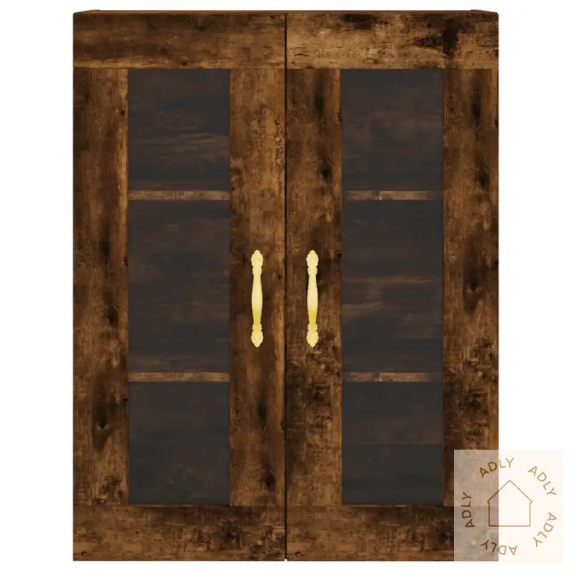 Highboard Røkt Eik 69,5X34X180 Cm Konstruert Tre