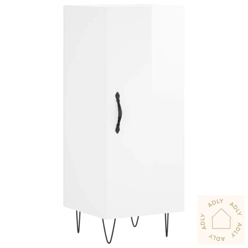 Highboard Høyglans Hvit 34,5X34X180 Cm Konstruert Tre
