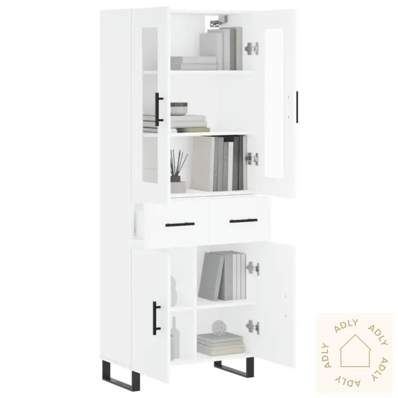 Highboard Hvit 69,5X34X180 Cm Konstruert Tre