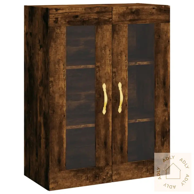 Highboard Røkt Eik 69,5X34X180 Cm Konstruert Tre