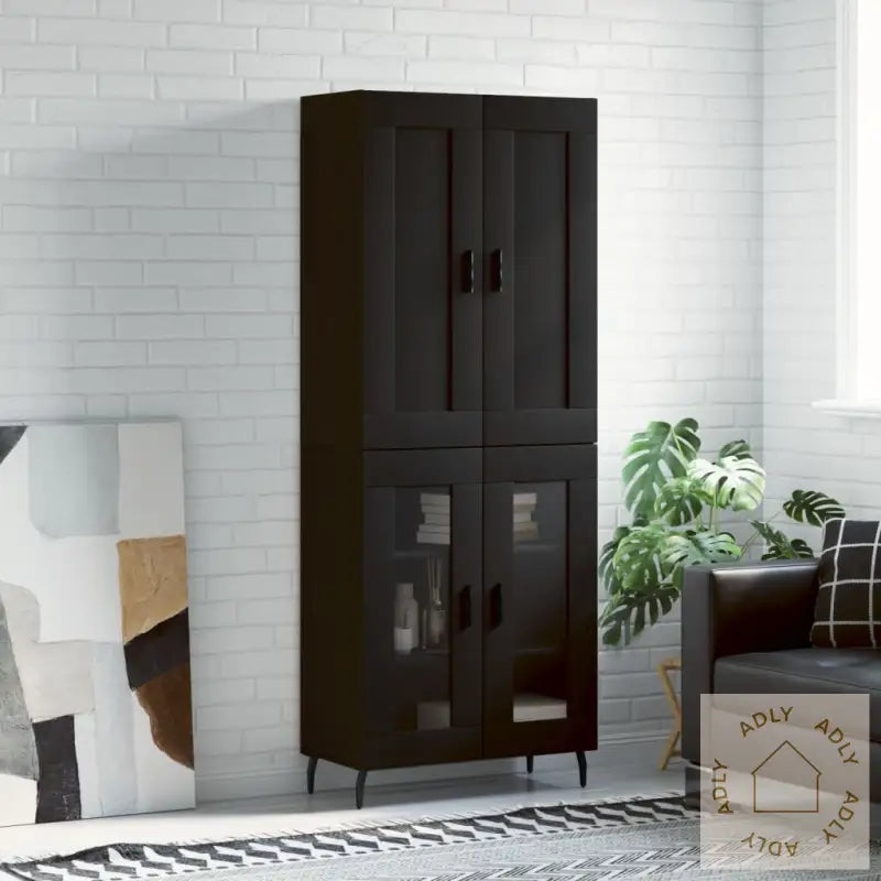 Highboard Svart 69,5X34X180 Cm Konstruert Tre