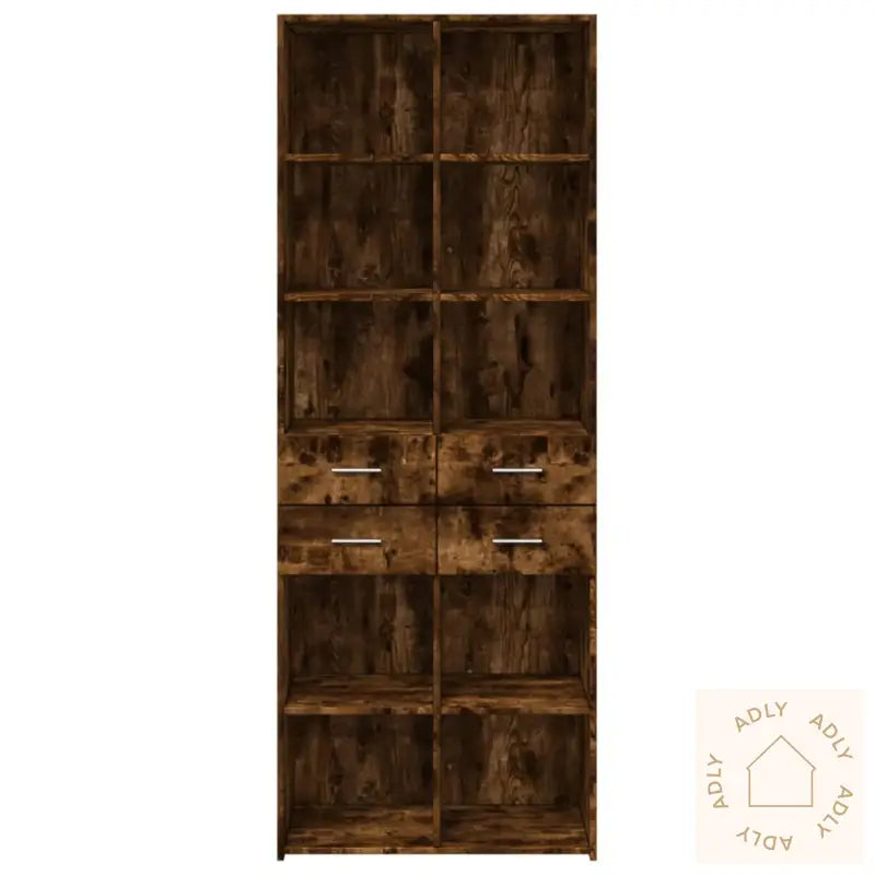 Highboard Røkt Eik 70X42,5X185 Cm Konstruert Tre