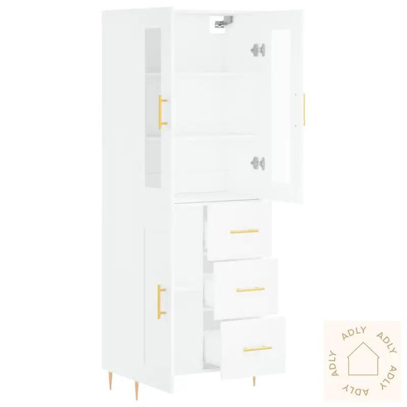 Highboard Hvit 69,5X34X180 Cm Konstruert Tre