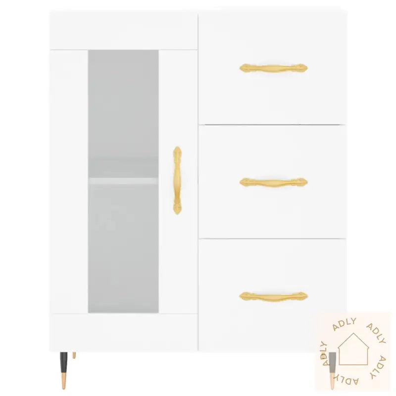 Highboard Hvit 69,5X34X180 Cm Konstruert Tre