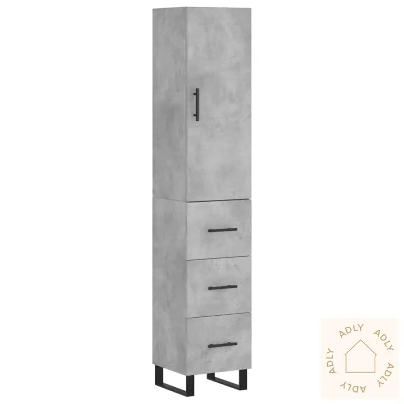 Highboard Betonggrå 34,5X34X180 Cm Konstruert Tre