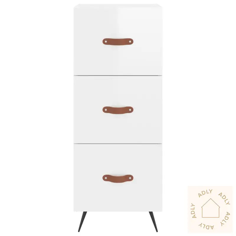 Highboard Høyglans Hvit 34,5X34X180 Cm Konstruert Tre