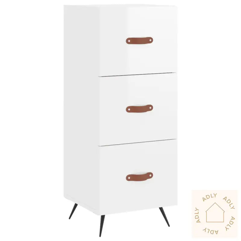 Highboard Høyglans Hvit 34,5X34X180 Cm Konstruert Tre