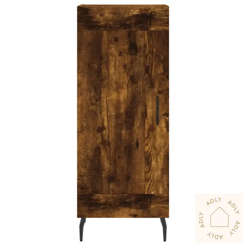 Highboard Røkt Eik 34,5X34X180 Cm Konstruert Tre