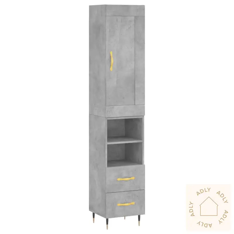 Highboard Betonggrå 34,5X34X180 Cm Konstruert Tre