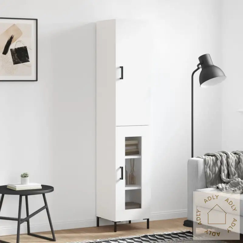 Highboard Hvit 34,5X34X180 Cm Konstruert Tre