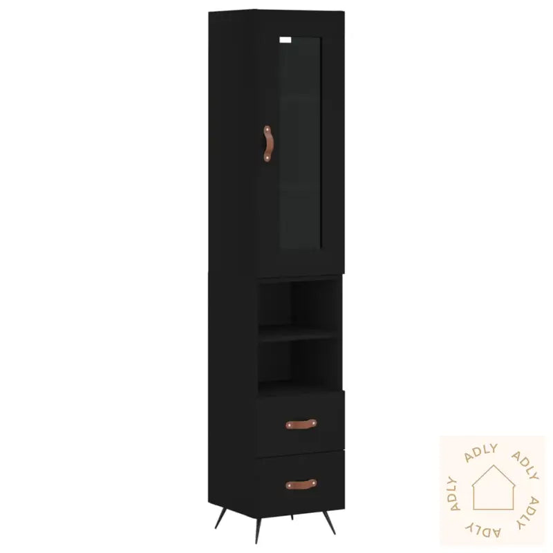 Highboard Svart 34,5X34X180 Cm Konstruert Tre