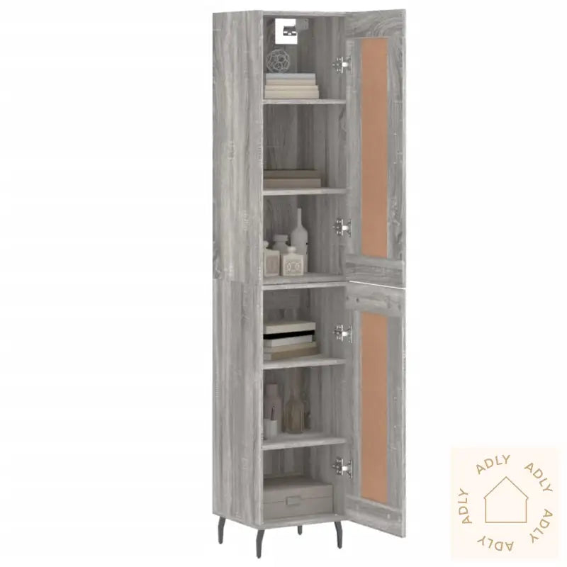 Highboard Grå Sonoma 34,5X34X180 Cm Konstruert Tre