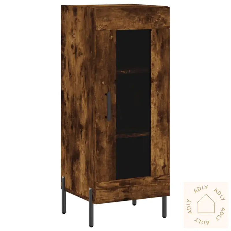 Highboard Røkt Eik 34,5X34X180 Cm Konstruert Tre
