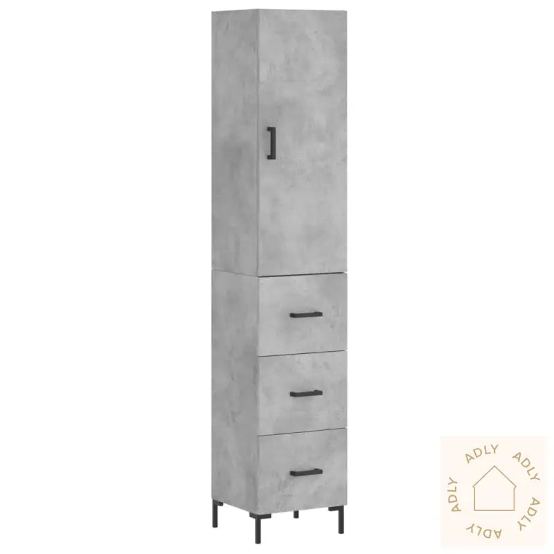 Highboard Betonggrå 34,5X34X180 Cm Konstruert Tre
