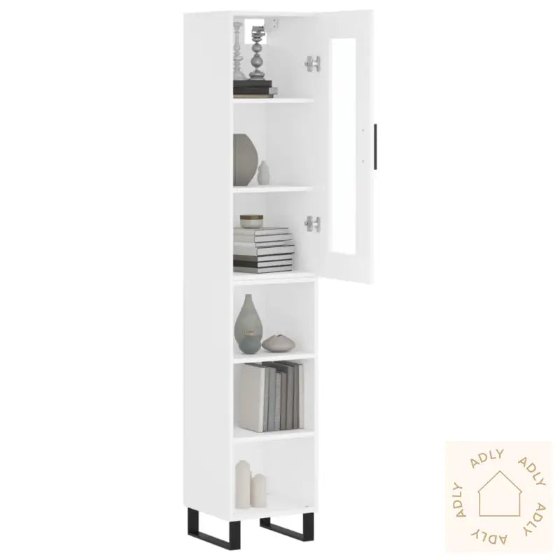 Highboard Hvit 34,5X34X180 Cm Konstruert Tre