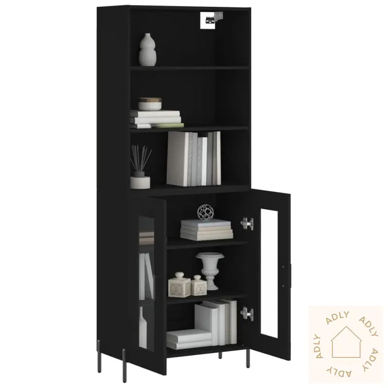 Highboard Svart 69,5X34X180 Cm Konstruert Tre