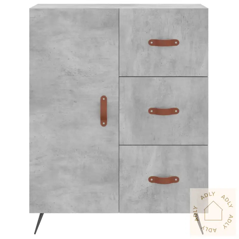 Highboard Betonggrå 69,5X34X180 Cm Konstruert Tre