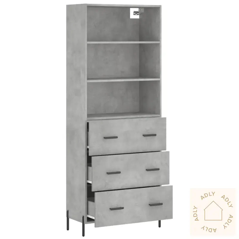 Highboard Betonggrå 69,5X34X180 Cm Konstruert Tre