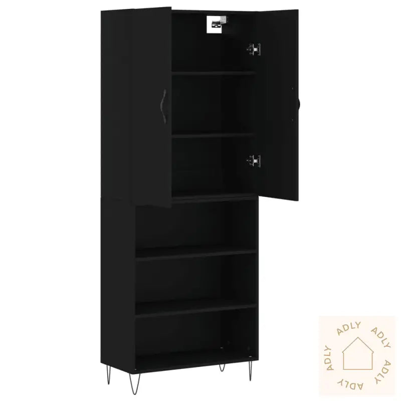 Highboard Svart 69,5X34X180 Cm Konstruert Tre