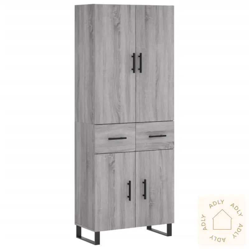 Highboard Grå Sonoma 69,5X34X180 Cm Konstruert Tre