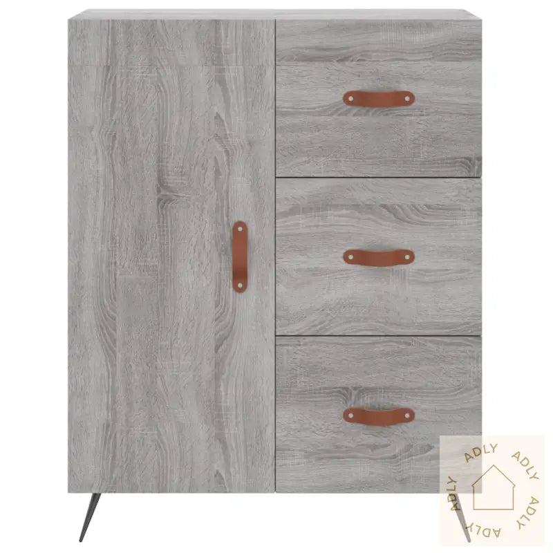 Highboard Grå Sonoma 69,5X34X180 Cm Konstruert Tre