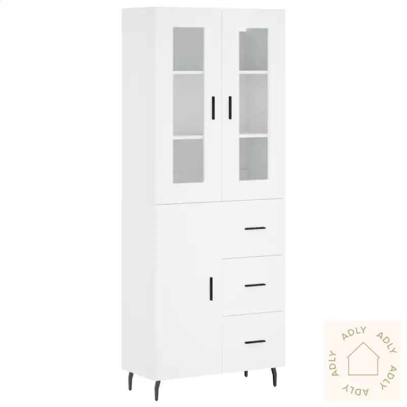 Highboard Hvit 69,5X34X180 Cm Konstruert Tre