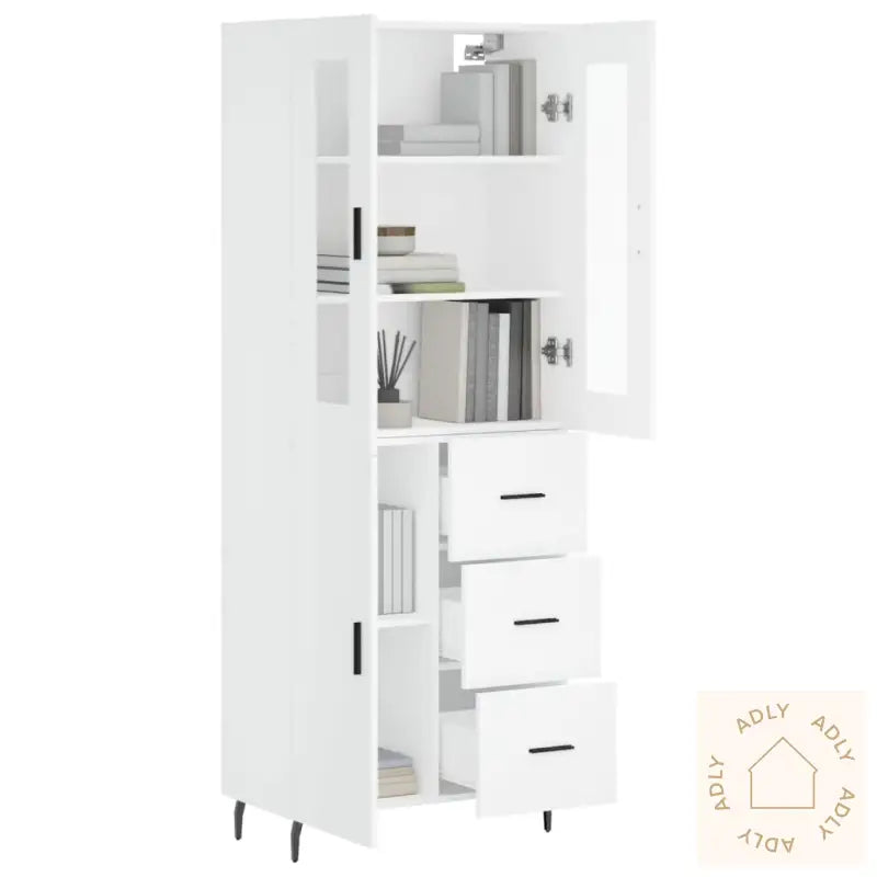 Highboard Hvit 69,5X34X180 Cm Konstruert Tre