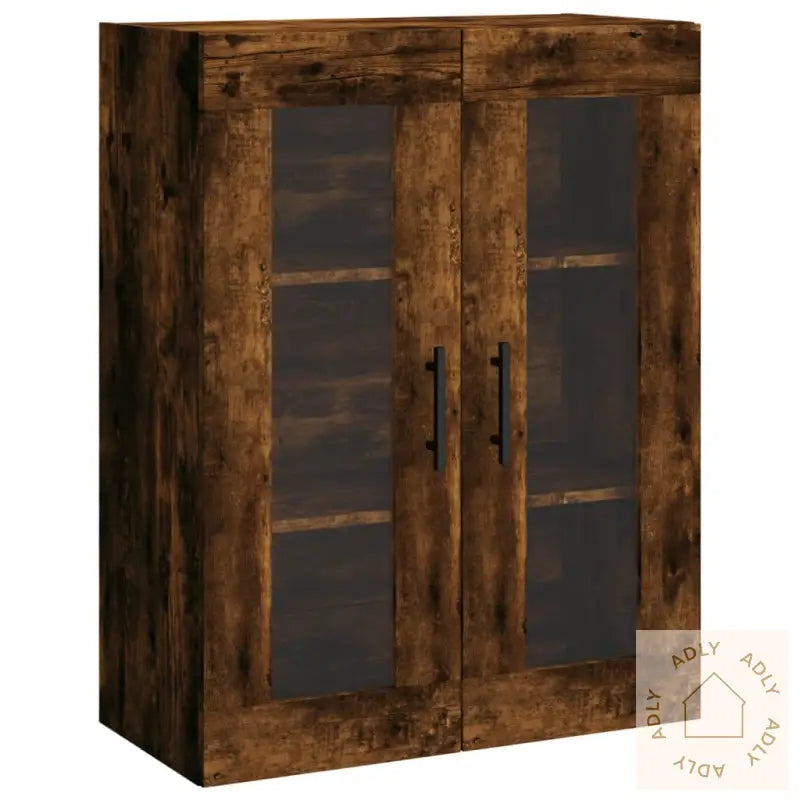 Highboard Røkt Eik 69,5X34X180 Cm Konstruert Tre