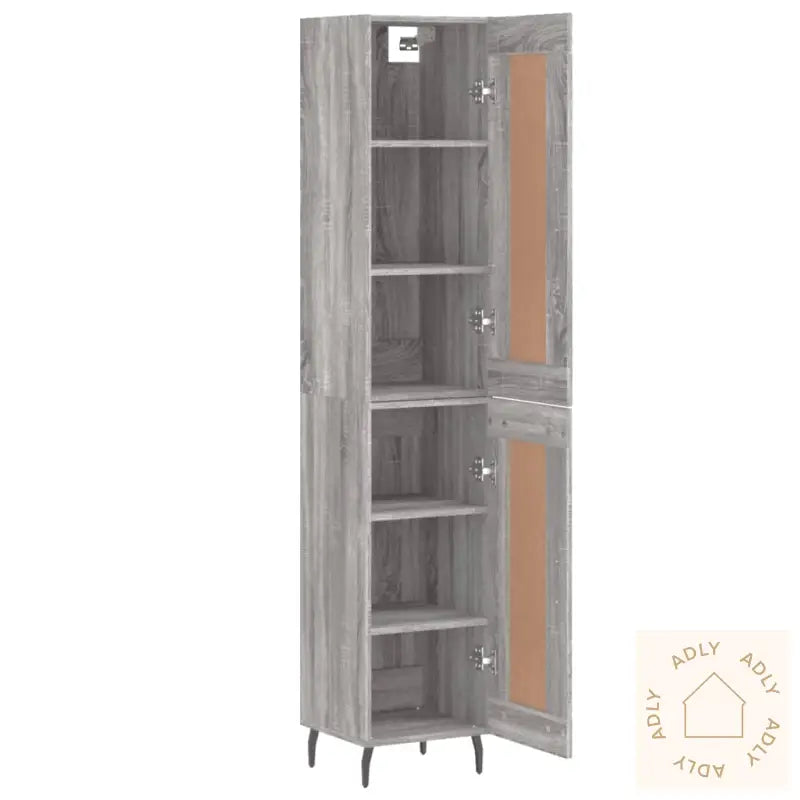 Highboard Grå Sonoma 34,5X34X180 Cm Konstruert Tre