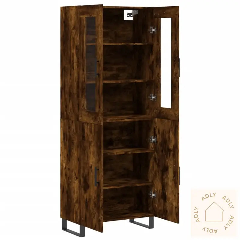 Highboard Røkt Eik 69,5X34X180 Cm Konstruert Tre