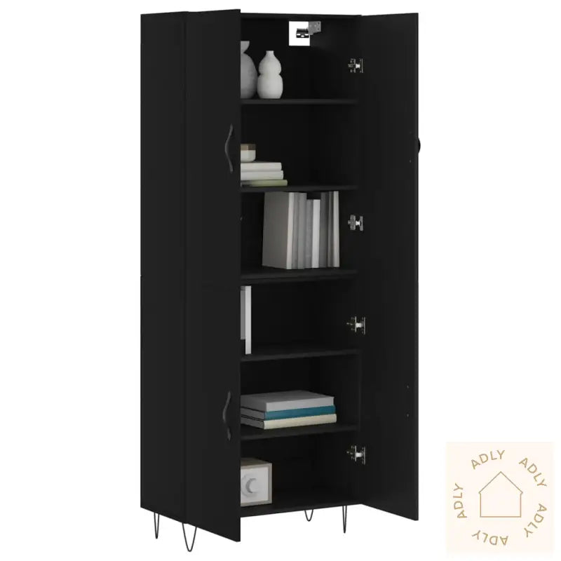Highboard Svart 69,5X34X180 Cm Konstruert Tre