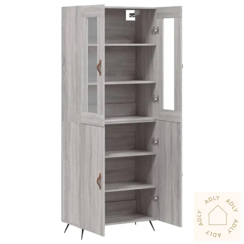 Highboard Grå Sonoma 69,5X34X180 Cm Konstruert Tre