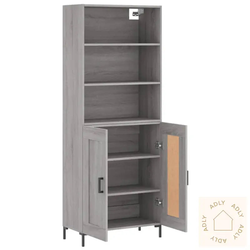 Highboard Grå Sonoma 69,5X34X180 Cm Konstruert Tre