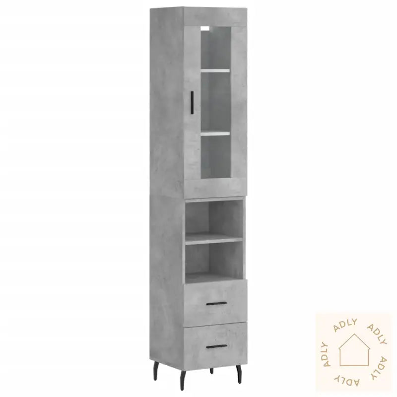 Highboard Betonggrå 34,5X34X180 Cm Konstruert Tre