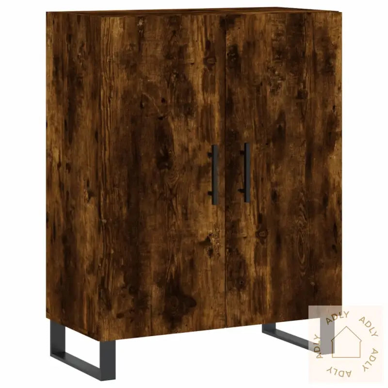 Highboard Røkt Eik 69,5X34X180 Cm Konstruert Tre