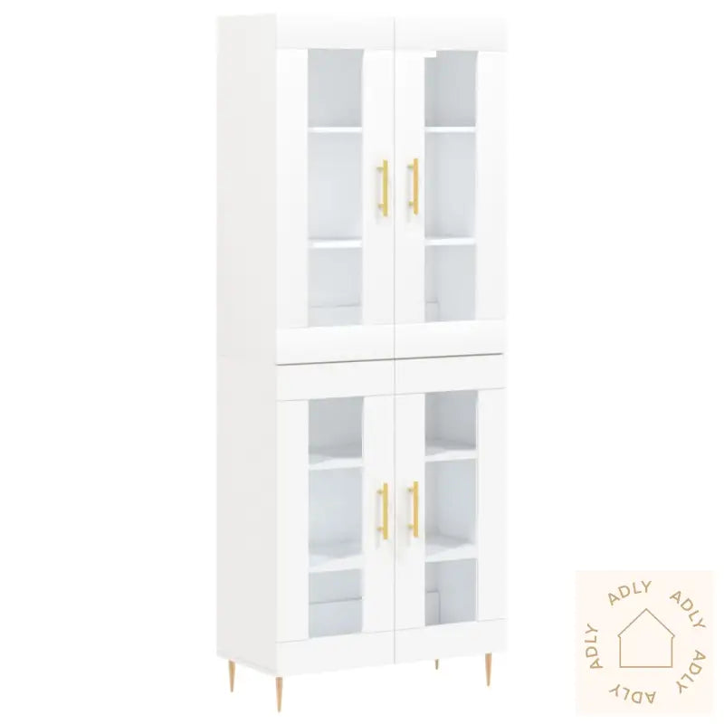 Highboard Hvit 69,5X34X180 Cm Konstruert Tre