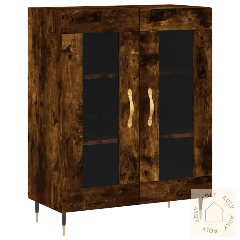 Highboard Røkt Eik 69,5X34X180 Cm Konstruert Tre