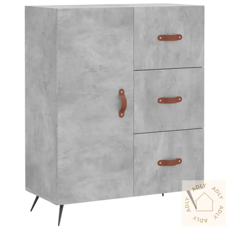 Highboard Betonggrå 69,5X34X180 Cm Konstruert Tre