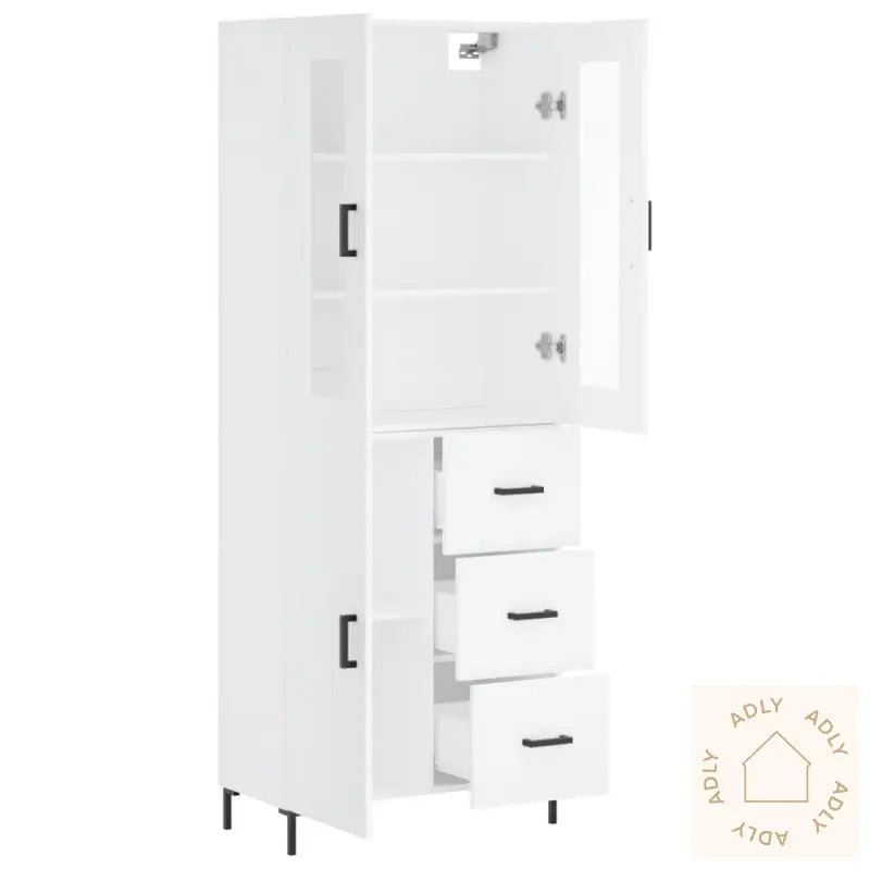 Highboard Hvit 69,5X34X180 Cm Konstruert Tre