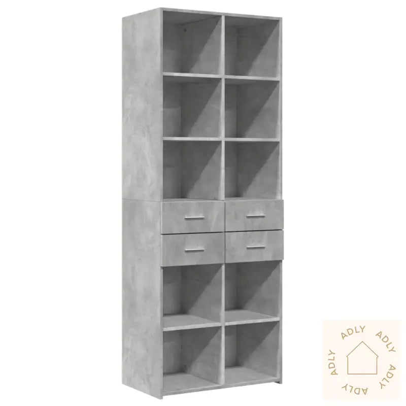 Highboard Betonggrå 70X42,5X185 Cm Konstruert Tre