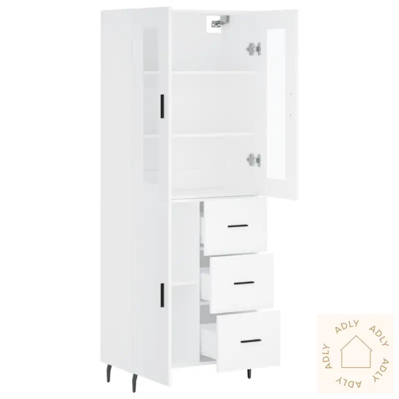 Highboard Hvit 69,5X34X180 Cm Konstruert Tre