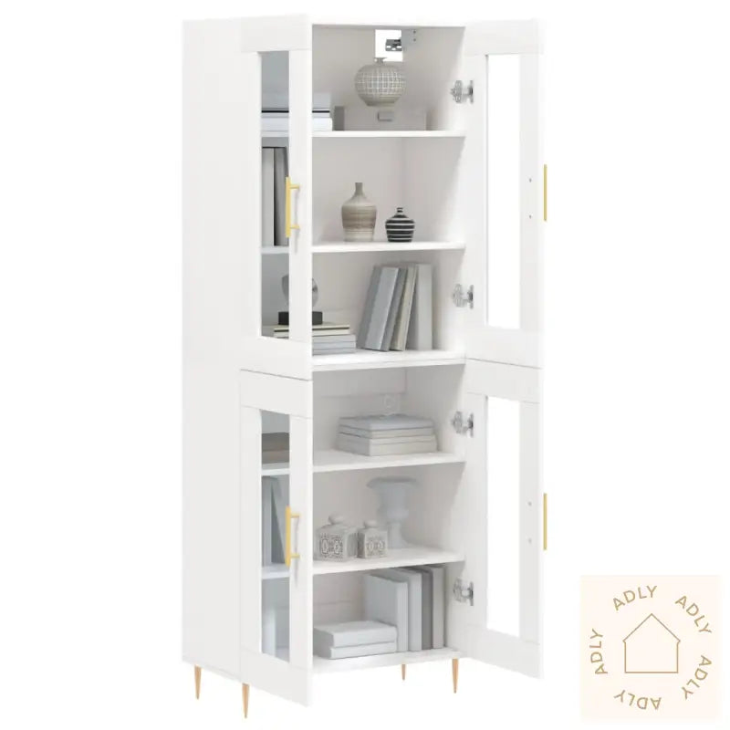 Highboard Hvit 69,5X34X180 Cm Konstruert Tre