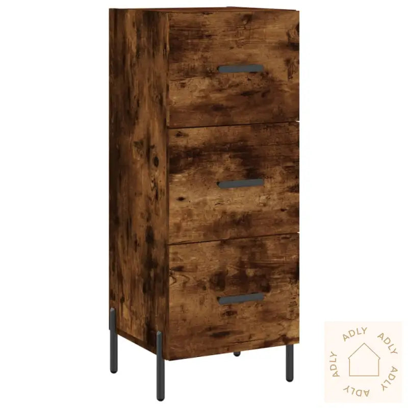 Highboard Røkt Eik 34,5X34X180 Cm Konstruert Tre