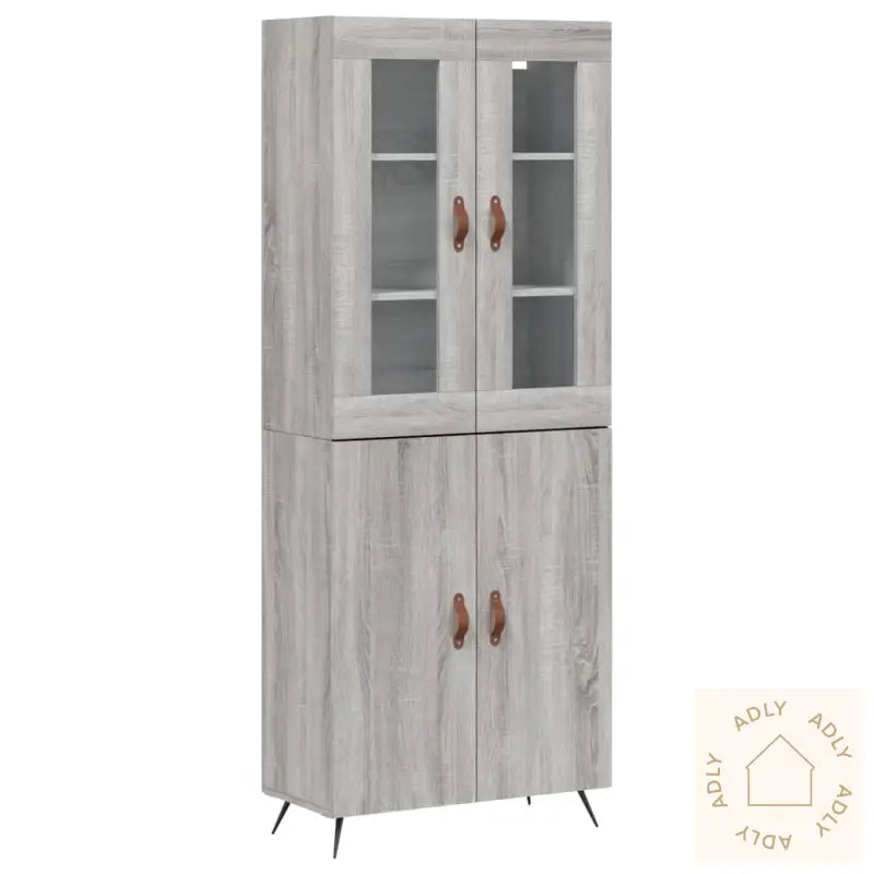 Highboard Grå Sonoma 69,5X34X180 Cm Konstruert Tre