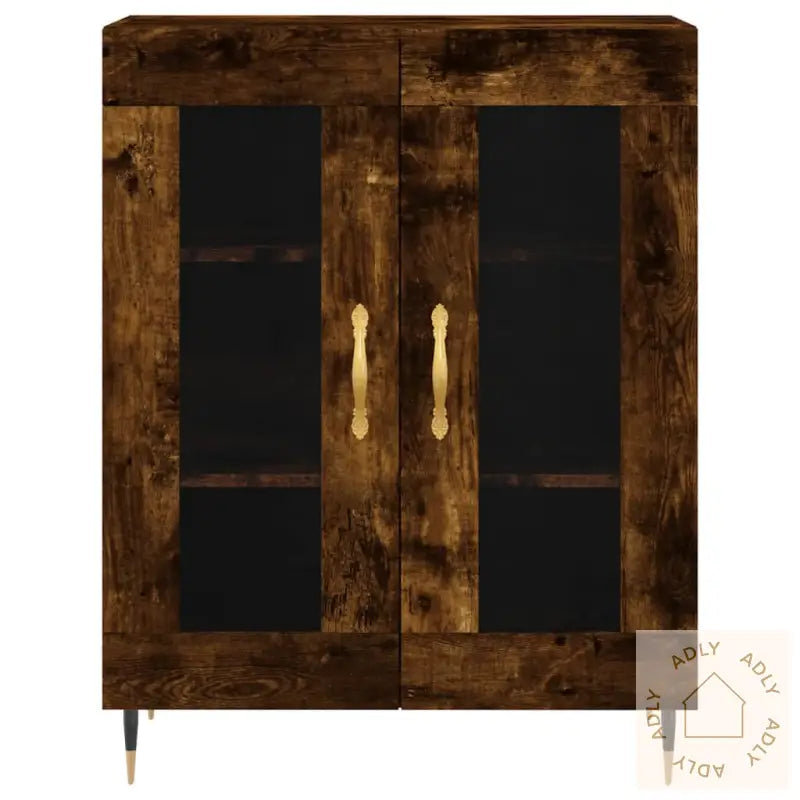 Highboard Røkt Eik 69,5X34X180 Cm Konstruert Tre