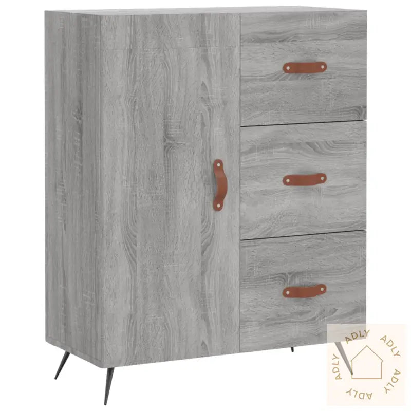 Highboard Grå Sonoma 69,5X34X180 Cm Konstruert Tre