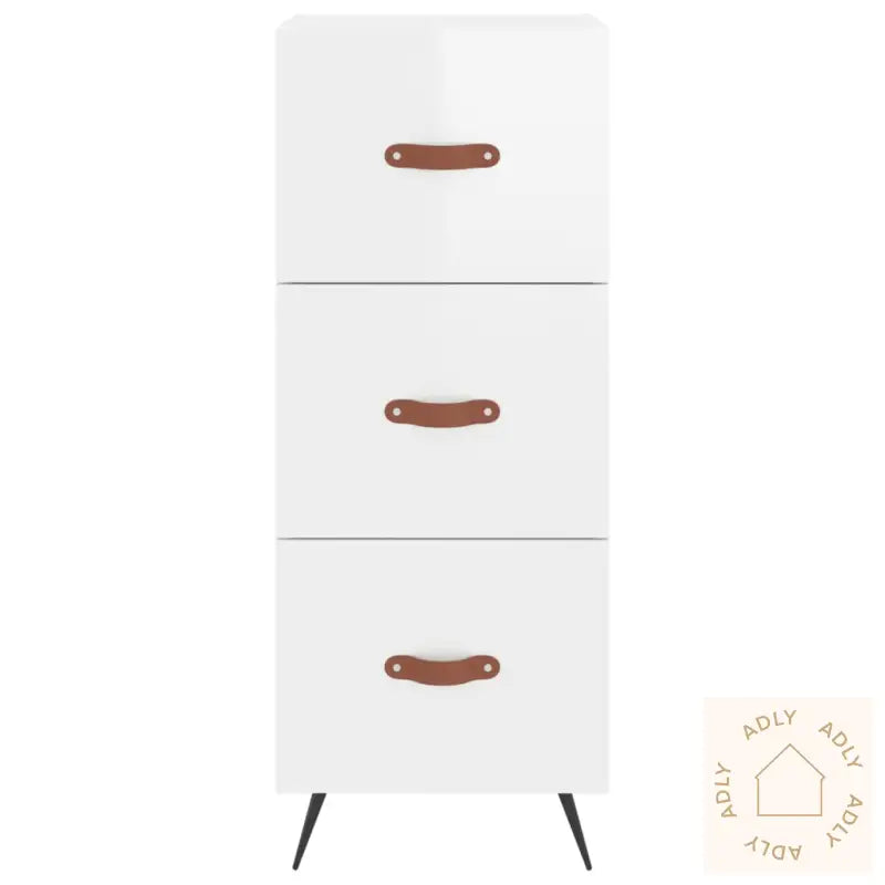 Highboard Høyglans Hvit 34,5X34X180 Cm Konstruert Tre