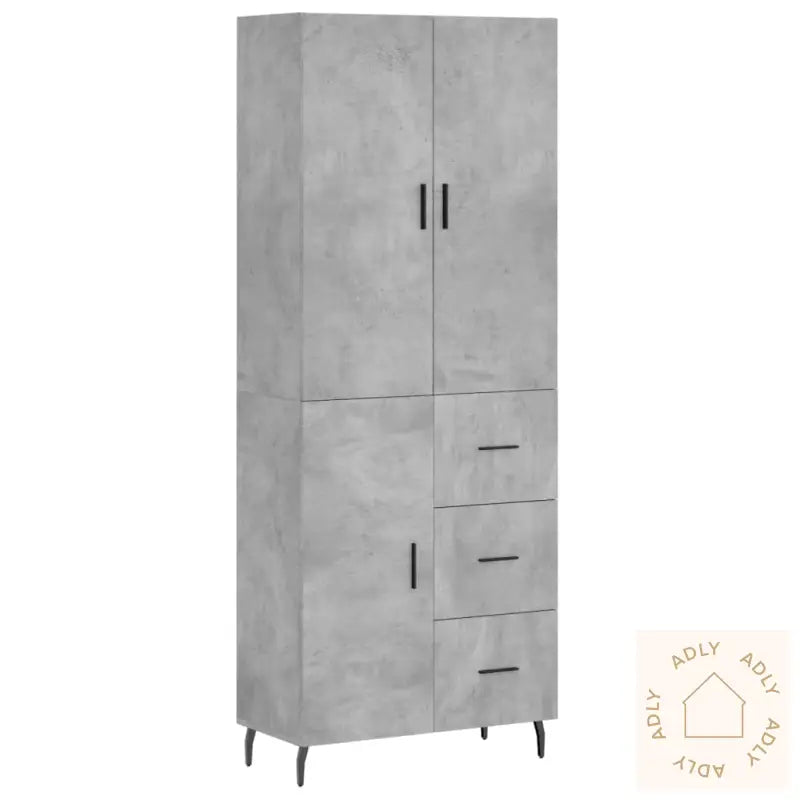 Highboard Betonggrå 69,5X34X180 Cm Konstruert Tre