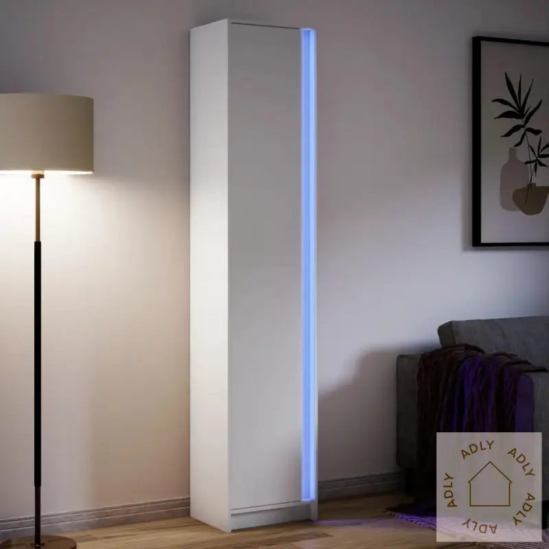 Garderobe Med Led Hvit 41,5X32,5X200 Cm Konstruert Tre