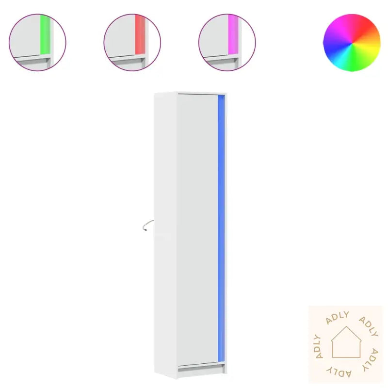 Garderobe Med Led Hvit 41,5X32,5X200 Cm Konstruert Tre